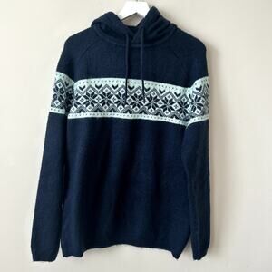 Hawker Rye Sweater Mens Size L Pullover Hoodie Intarsia Fair Isle Blue Soft